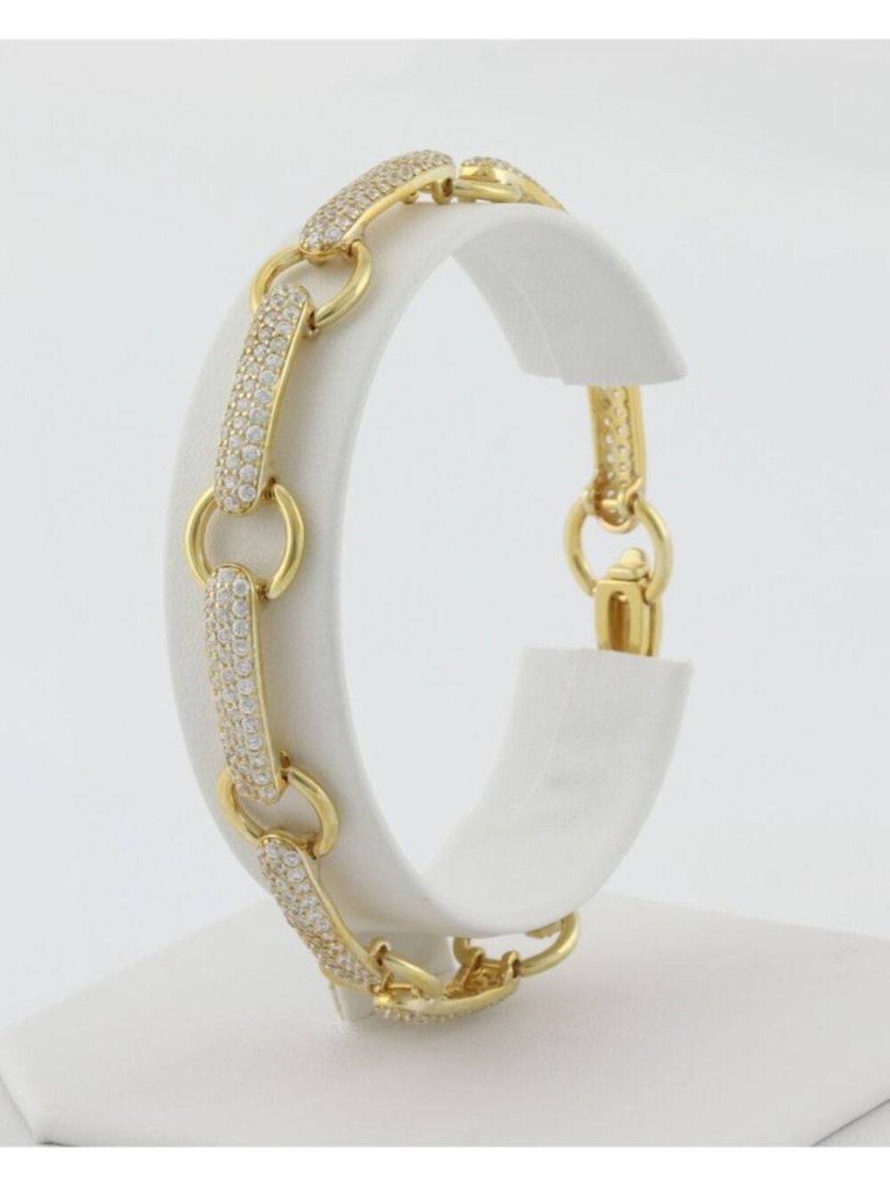 18k Gold Over Sterling Silver Sparkly Cubic Zirconia Bracelet 7 3/4" inch